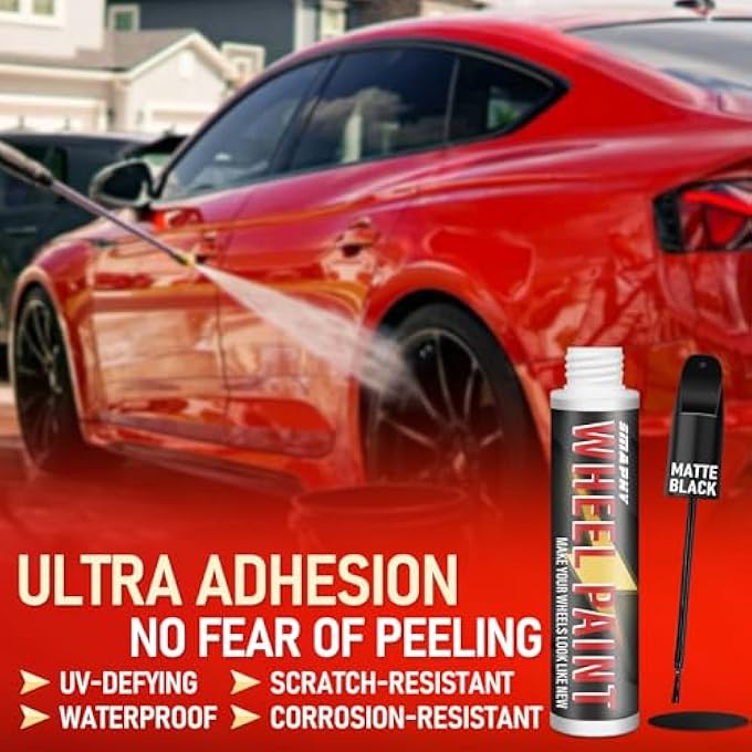 Smaphy MATTE BLACK RIM TOUCH UP PAINT, CAR WHEEL SCRATCH REPAIR, FLAT BLACK PAINT FOR METAL, ENAMEL, UNIVERSAL SATIN MATTE BLACK FOR RIMS, BLACK CAR RIM PAINT FOR WHEEL CURB RASH, SCATCHES - Image 5